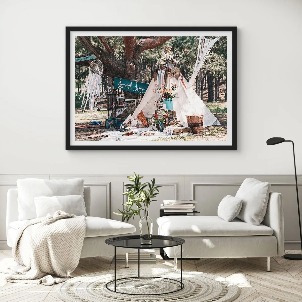 Pôster com moldura preta - Make love… - 100x70 cm
