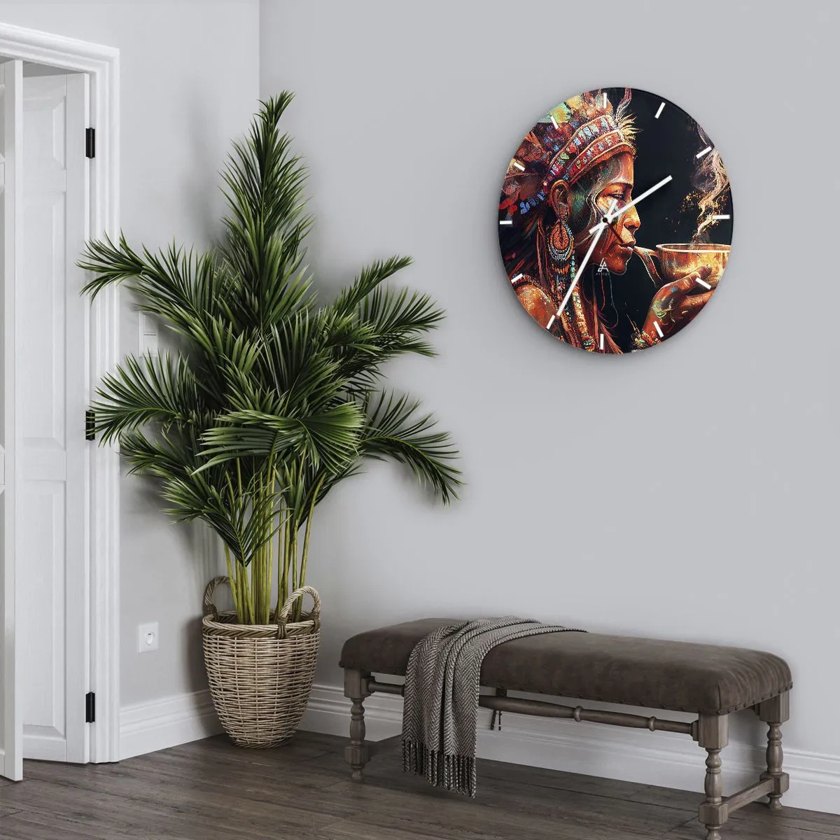 Relógio de parede - Relógio em vidro - Ritual mágico - 40x40 cm