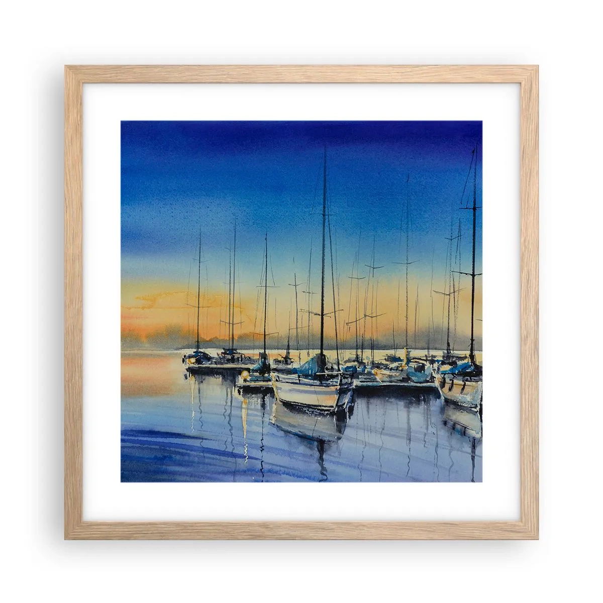 Pôster com moldura de carvalho claro - Fim de um bom dia - 40x40 cm