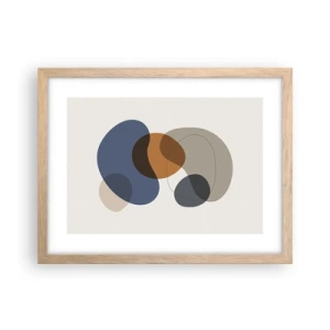 Pôster com moldura de carvalho claro - Gotas de cor - 40x30 cm