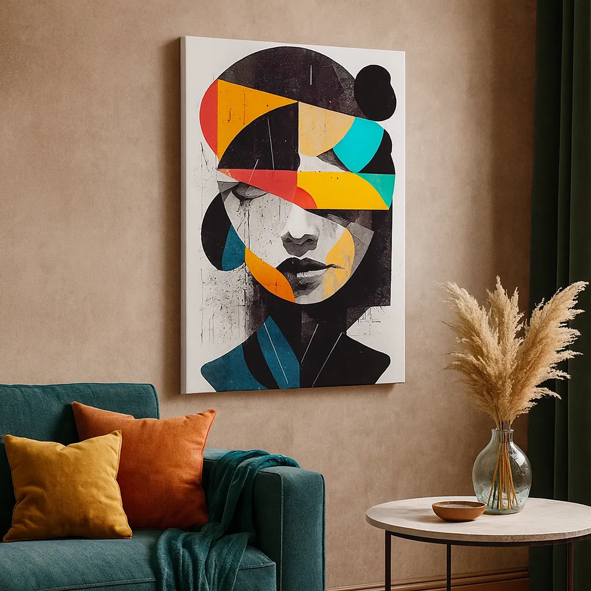 Quadro em tela - Retrato interior multicolorido - 50x70 cm