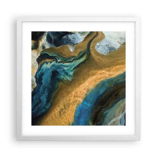 Pôster em moldura branca - Azul – amarelo – influências mútuas - 40x40 cm