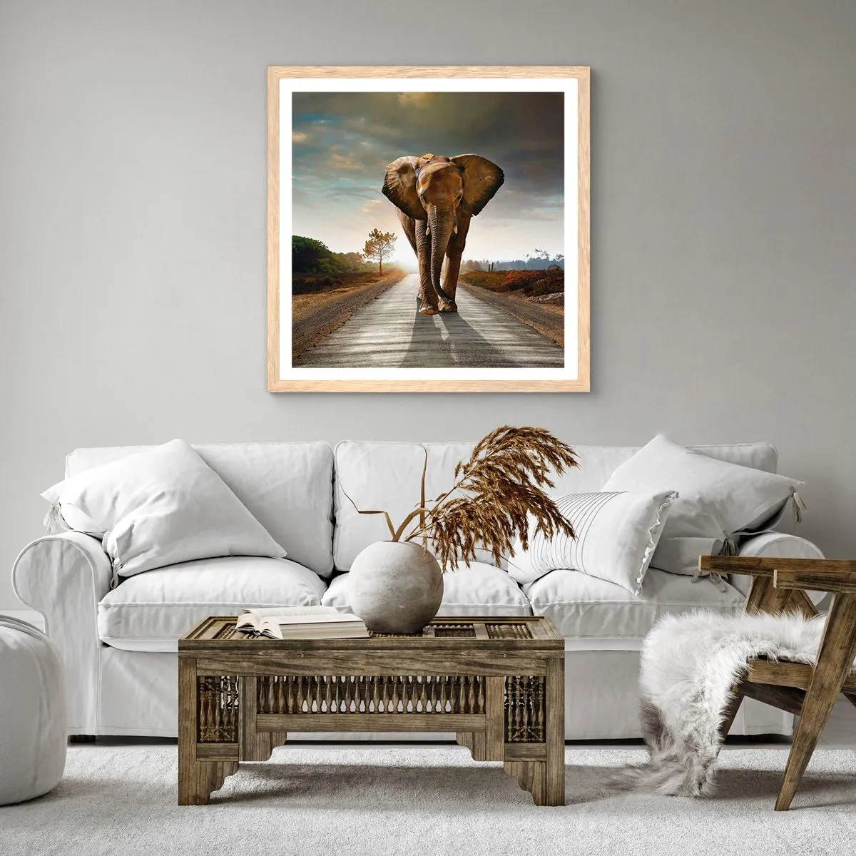 Pôster com moldura de carvalho claro - Não faz parte da composição da porcela - 60x60 cm