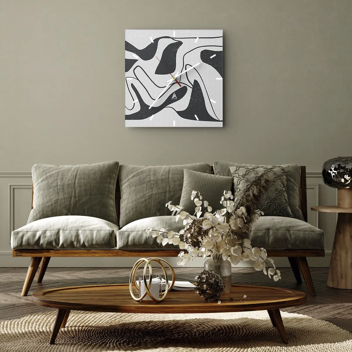 Relógio de parede - Relógio em vidro - Labirinto abstrato divertido - 40x40 cm