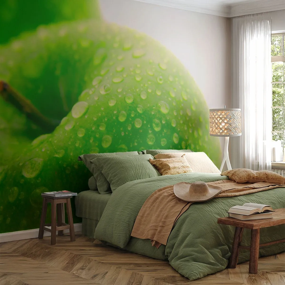 Papel de Parede Premium Sand - Frescor verde - Fruta, Maçã, Gastronomia - 100x70 cm