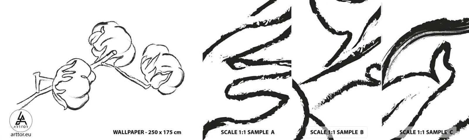 Amostra de Papel de Parede Standard Eco - Algodão para baixo - Algodão, Minimalismo, Contorno - 100x30 cm