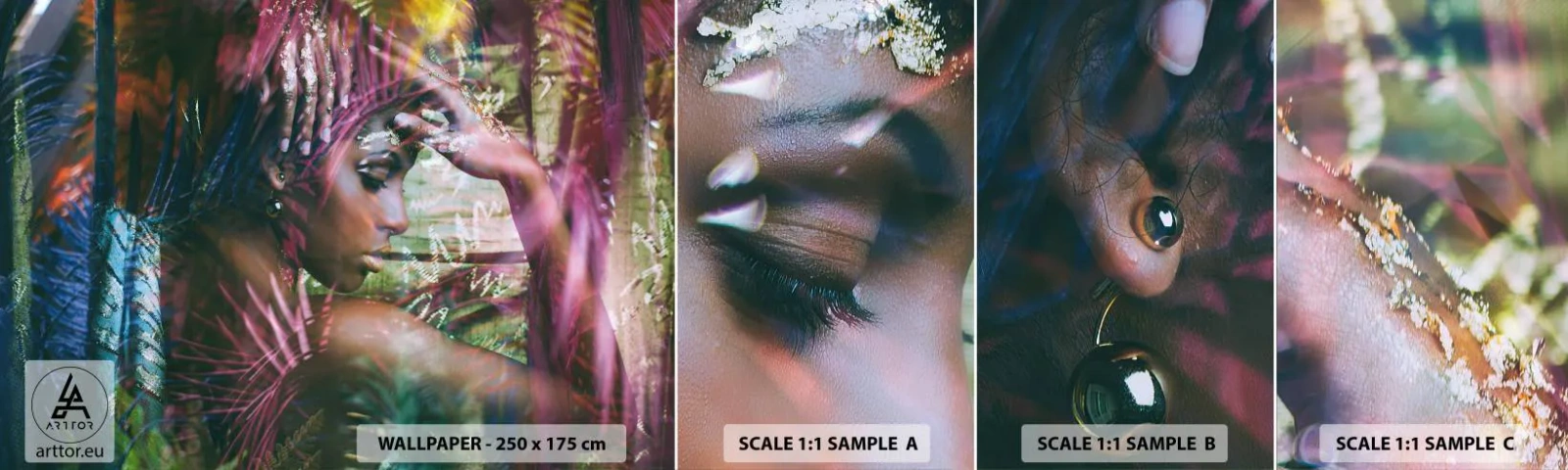 Amostra de Papel de Parede Standard Eco - Mãe Natureza na selva - Mulher, África, África - 100x30 cm