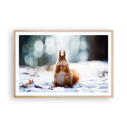 Pôster com moldura de carvalho claro - Para o que estás a olhar? - 91x61 cm