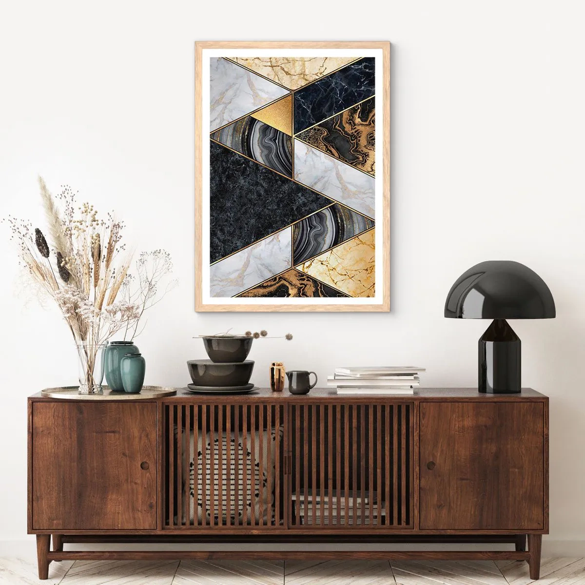 Pôster com moldura de carvalho claro - Pedra por pedra - 61x91 cm