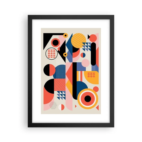 Pôster com moldura preta - Composição: brincar - 30x40 cm