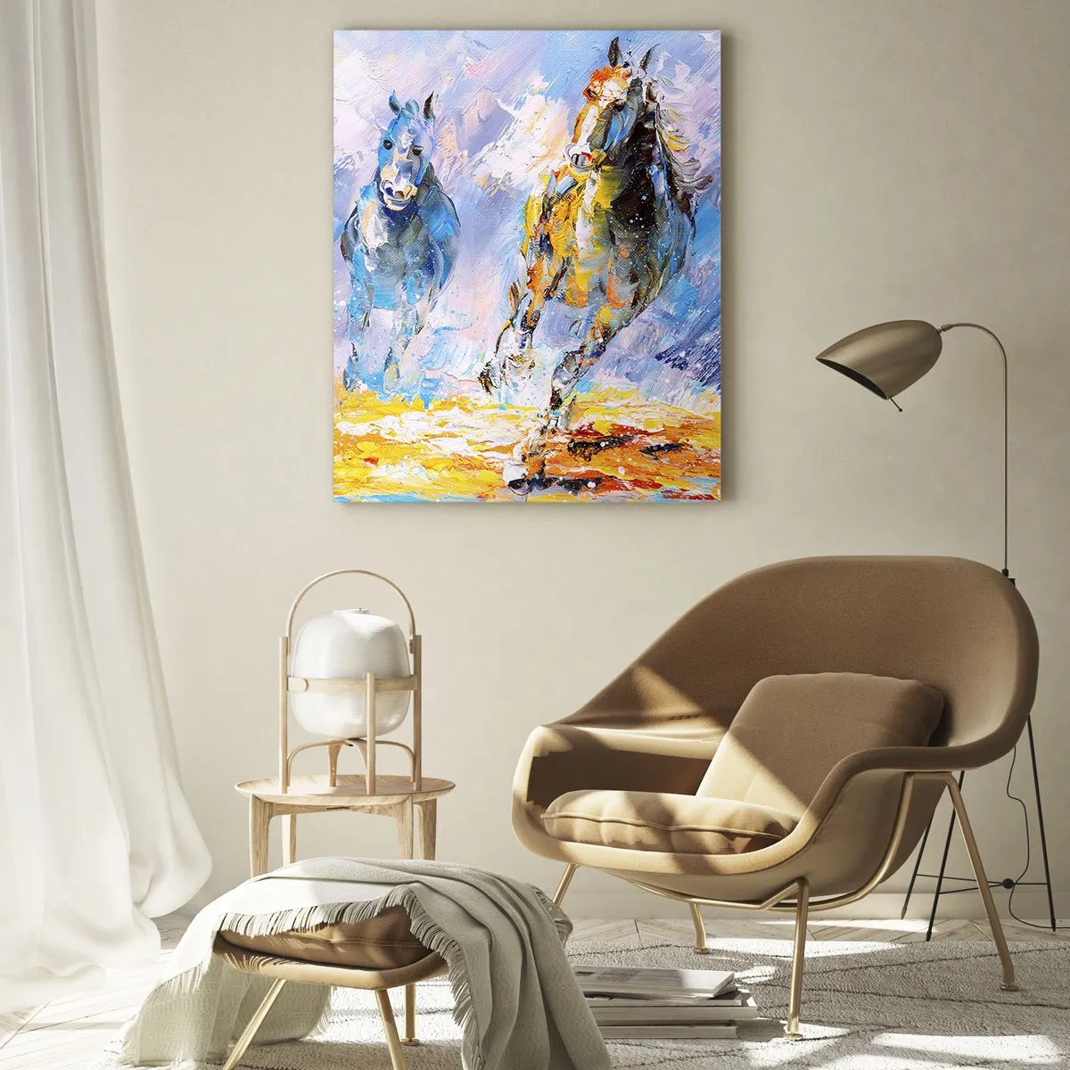 Quadro em vidro - Galopando através do brilho - 70x100 cm