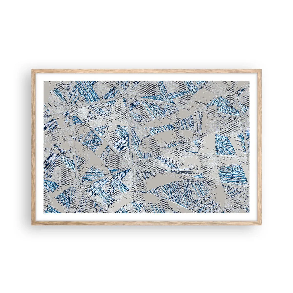 Pôster com moldura de carvalho claro - Em um labirinto azul e cinza - 91x61 cm