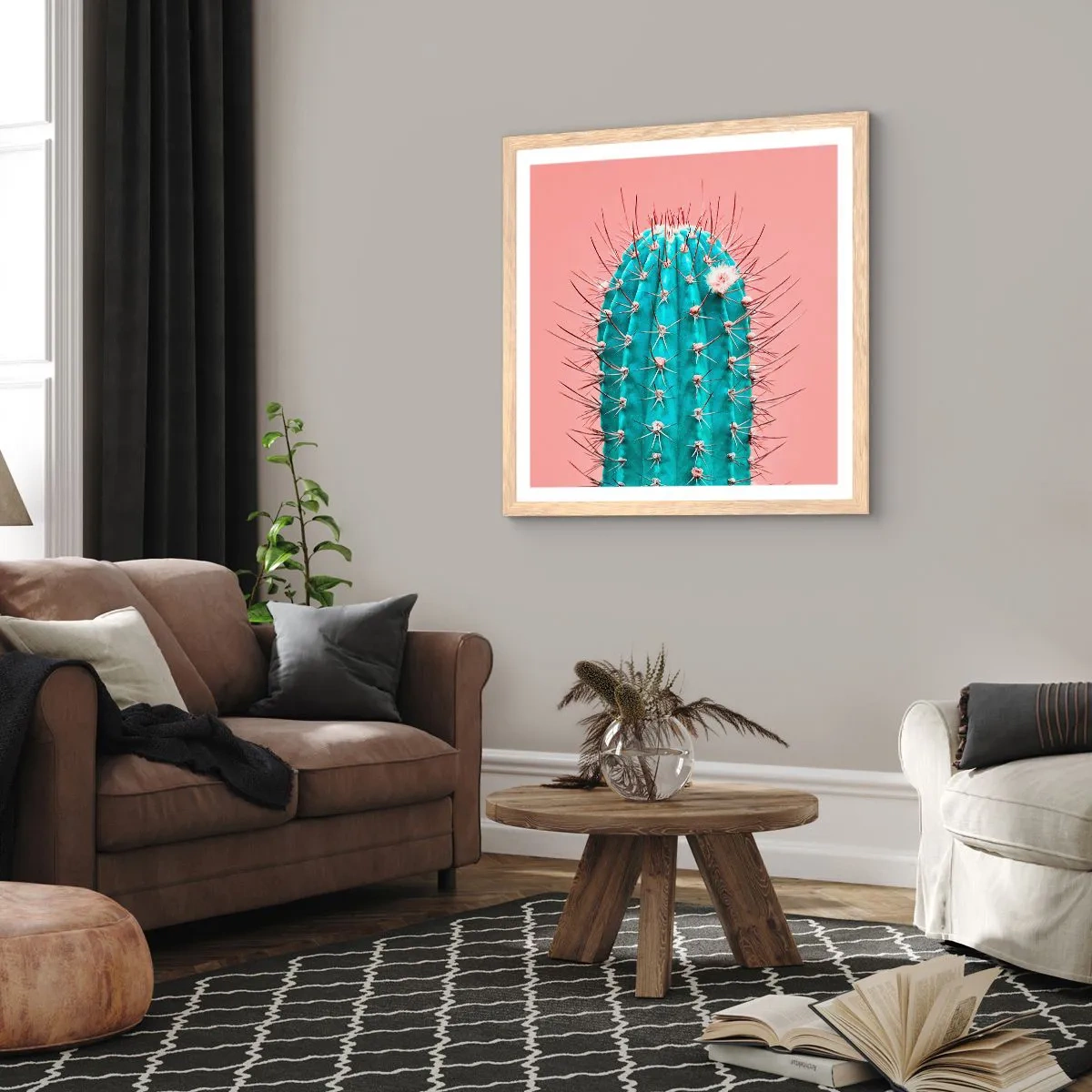 Pôster com moldura de carvalho claro - Apenas olhe - 60x60 cm