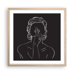 Pôster com moldura de carvalho claro - A beleza floresce em silêncio - 50x50 cm