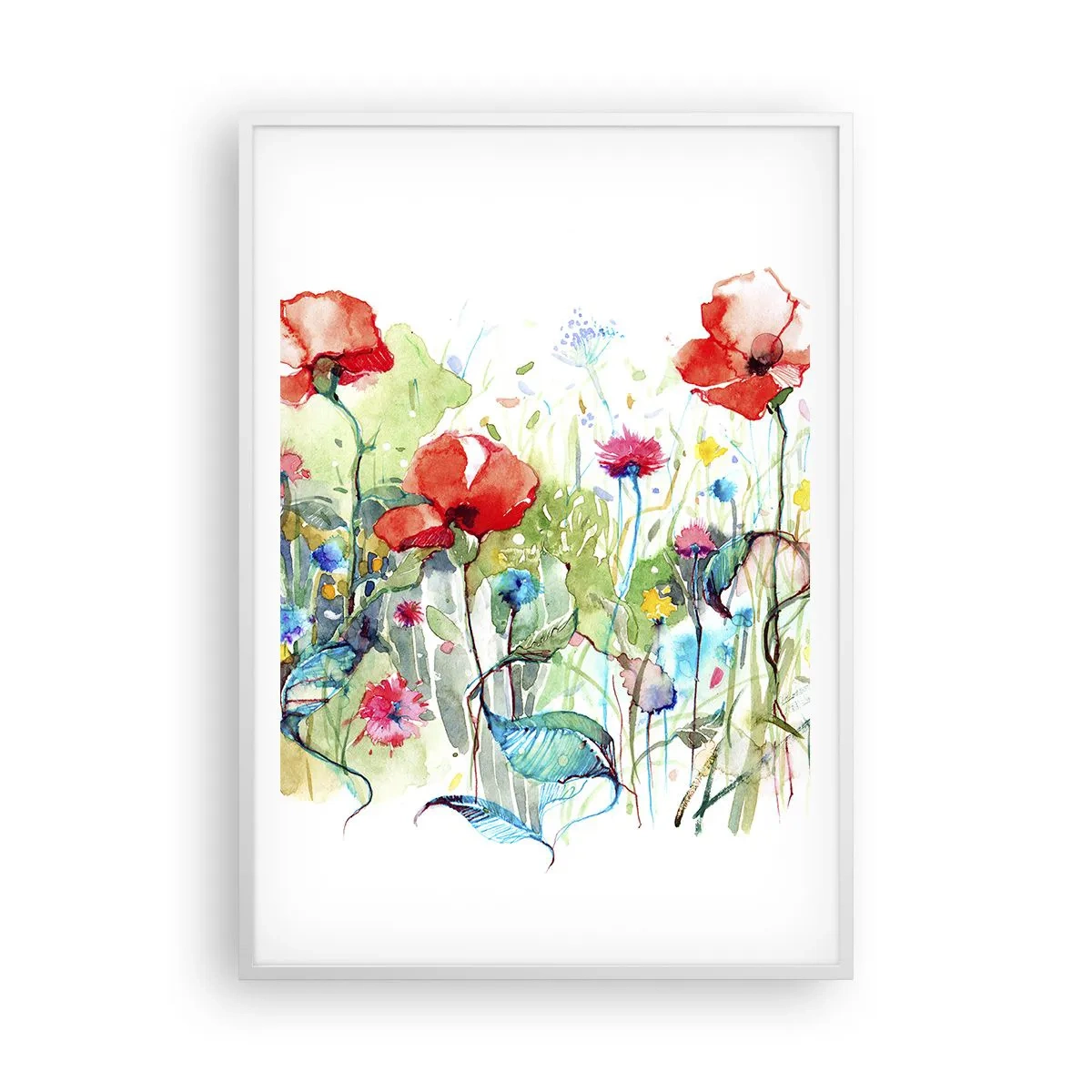 Pôster em moldura branca - Prado florido de maio - 70x100 cm