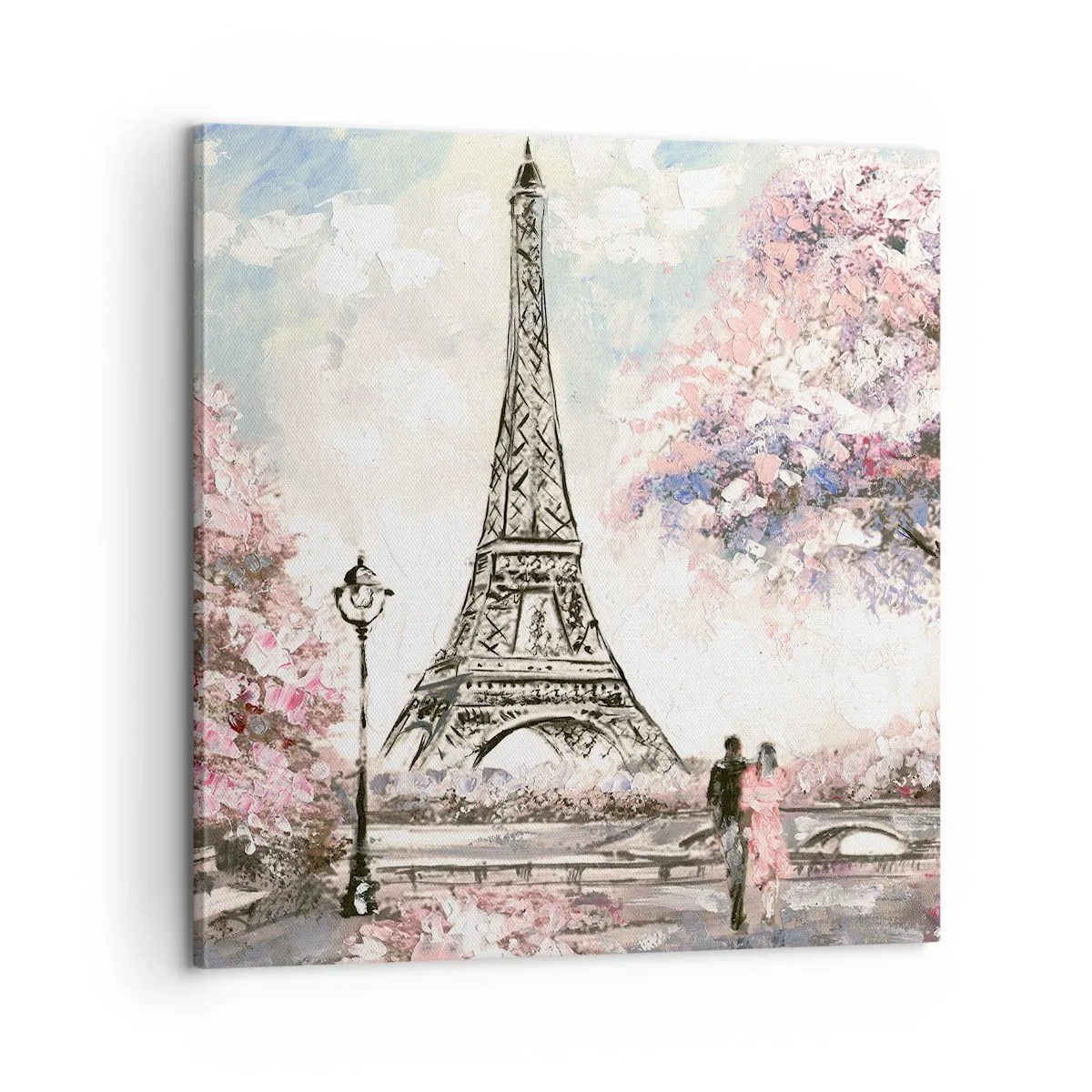 Quadro em tela - Caminhada de abril por Paris - 60x60 cm