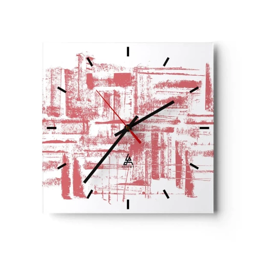 Relógio de parede - Relógio em vidro - Cidade Vermelha - 30x30 cm