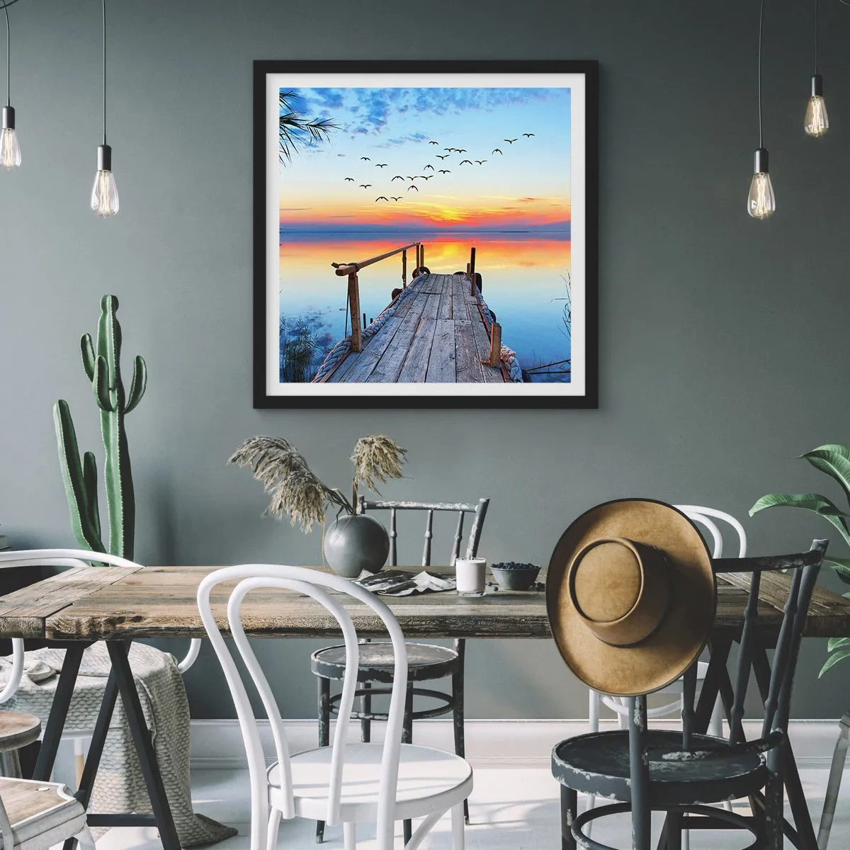 Pôster com moldura preta - É hora de voltar... - 60x60 cm