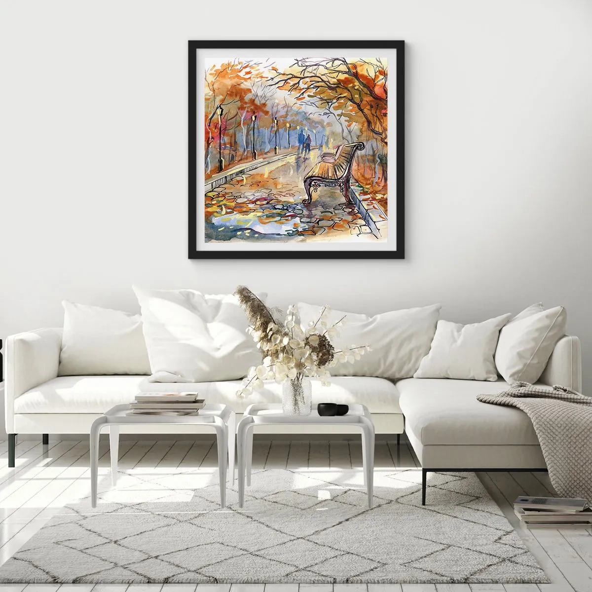 Pôster com moldura preta - Juntos pelo outono - 60x60 cm
