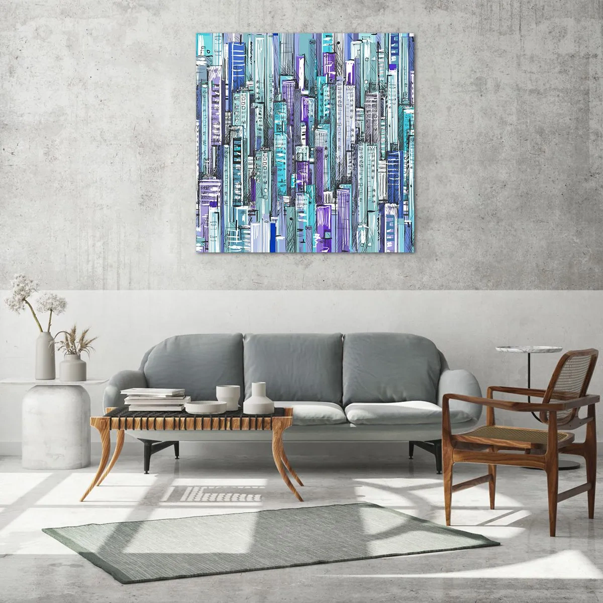 Quadro em vidro - Azul do céu - 30x30 cm