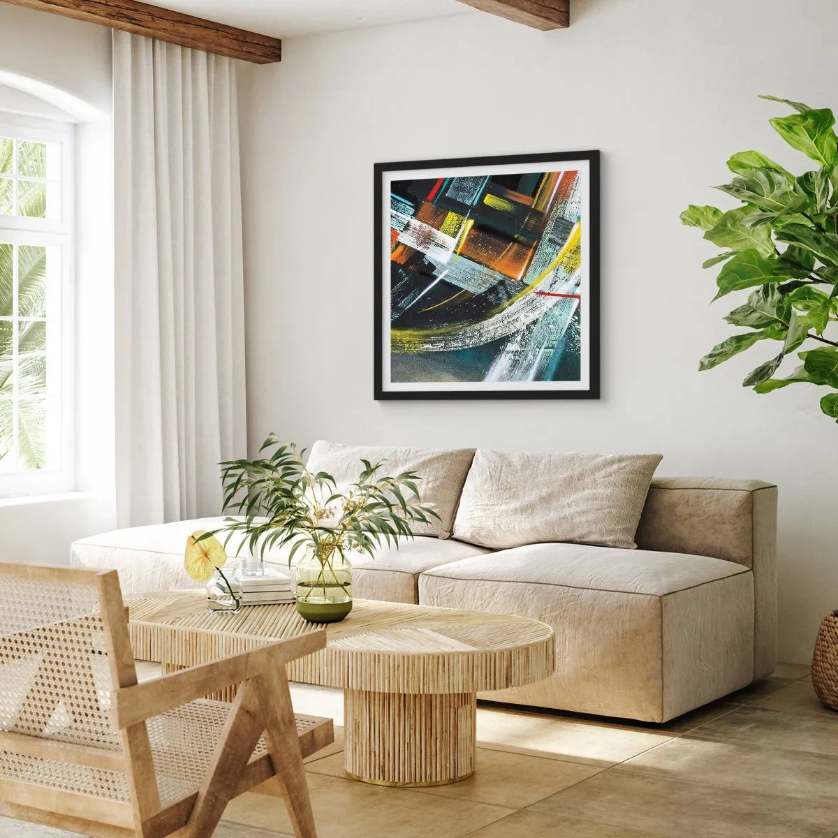 Pôster com moldura preta - Energia de movimento - 40x40 cm