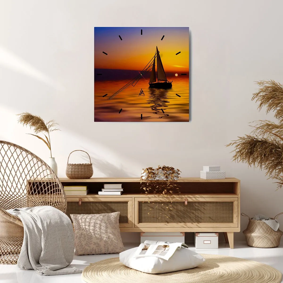 Relógio de parede - Relógio em vidro - Tranquilo anoitecer... - 30x30 cm