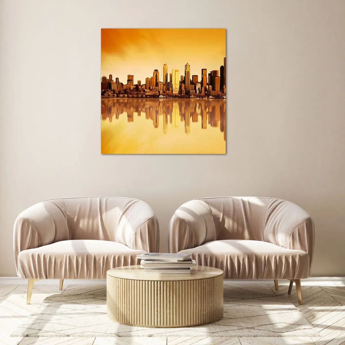 Quadro em vidro - Silêncio da metrópole - 70x70 cm