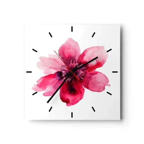 Relógio de parede - Relógio em vidro - Beijo carmim perfumado - 40x40 cm