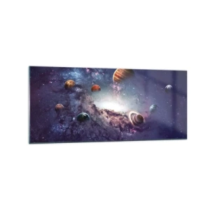 Quadro em vidro - Sistema da dança solar  - 120x50 cm