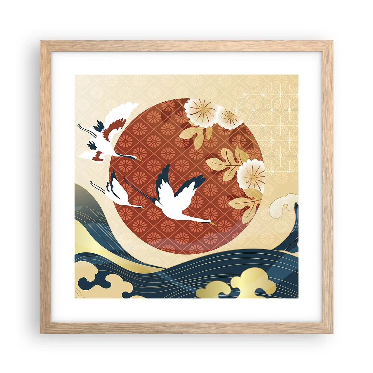 Pôster com moldura de carvalho claro - Conto de fadas japonês - 40x40 cm