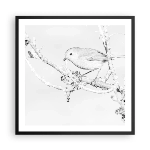 Pôster com moldura preta - Manhã de inverno - 60x60 cm