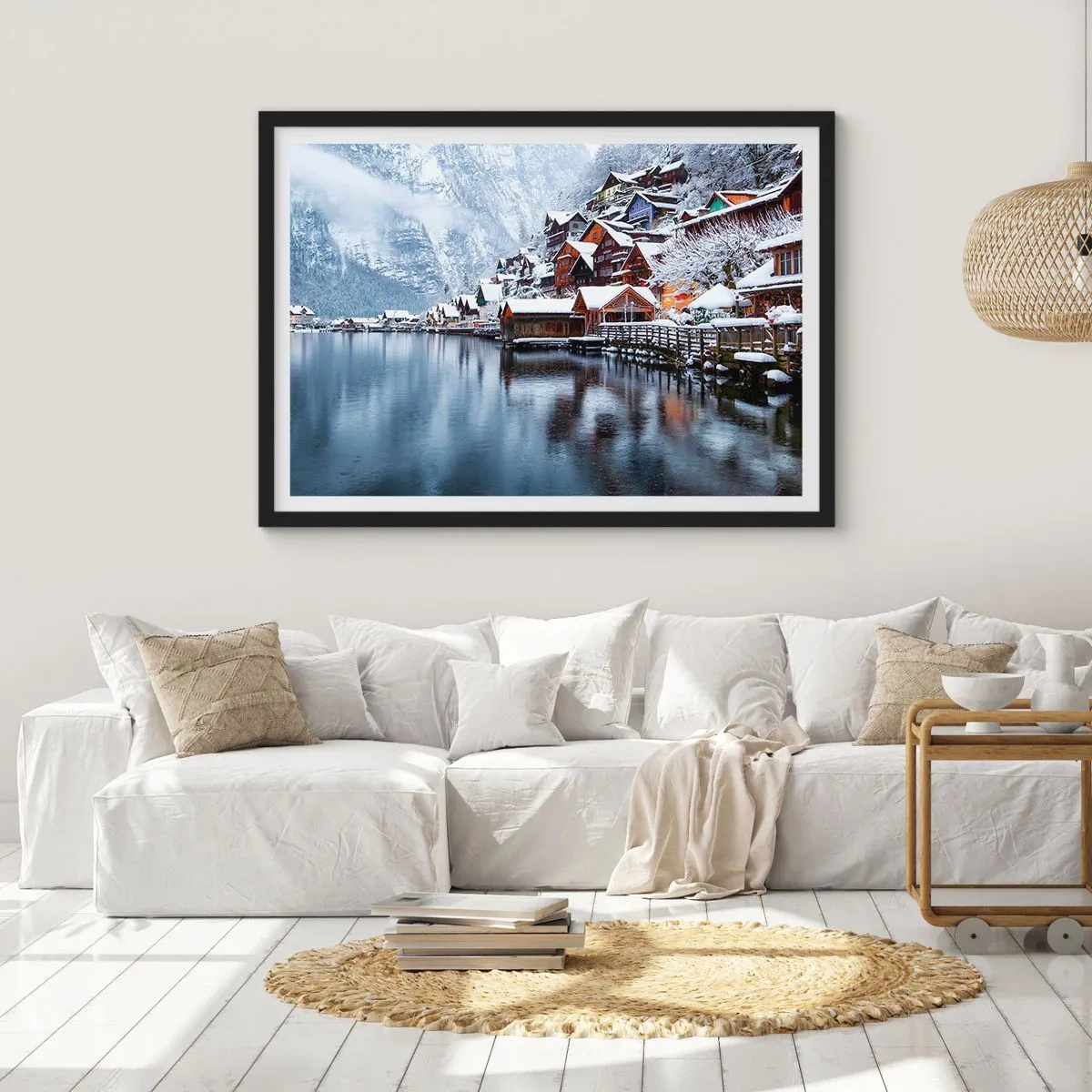 Pôster com moldura preta - Na decoração de inverno - 70x50 cm