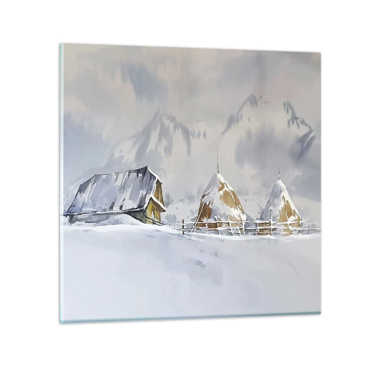 Quadro em vidro - No vale nevado - 70x70 cm
