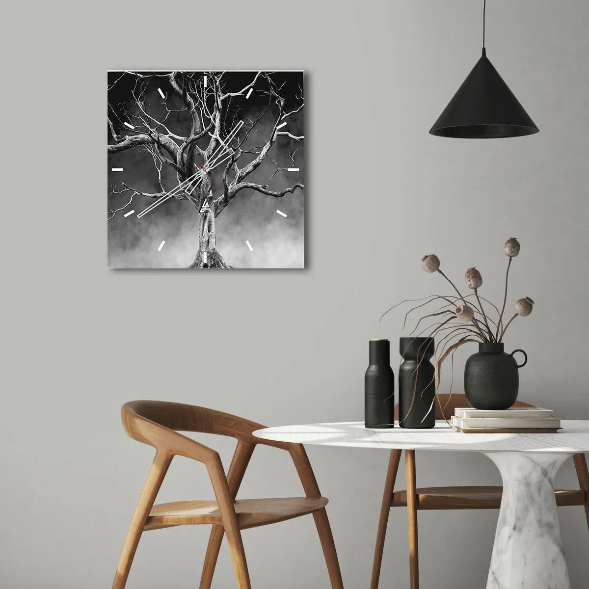Relógio de parede - Relógio em vidro - Primitivo e sagrado - 40x40 cm
