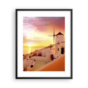 Pôster com moldura preta - Derreter em branco e ouro - 40x50 cm