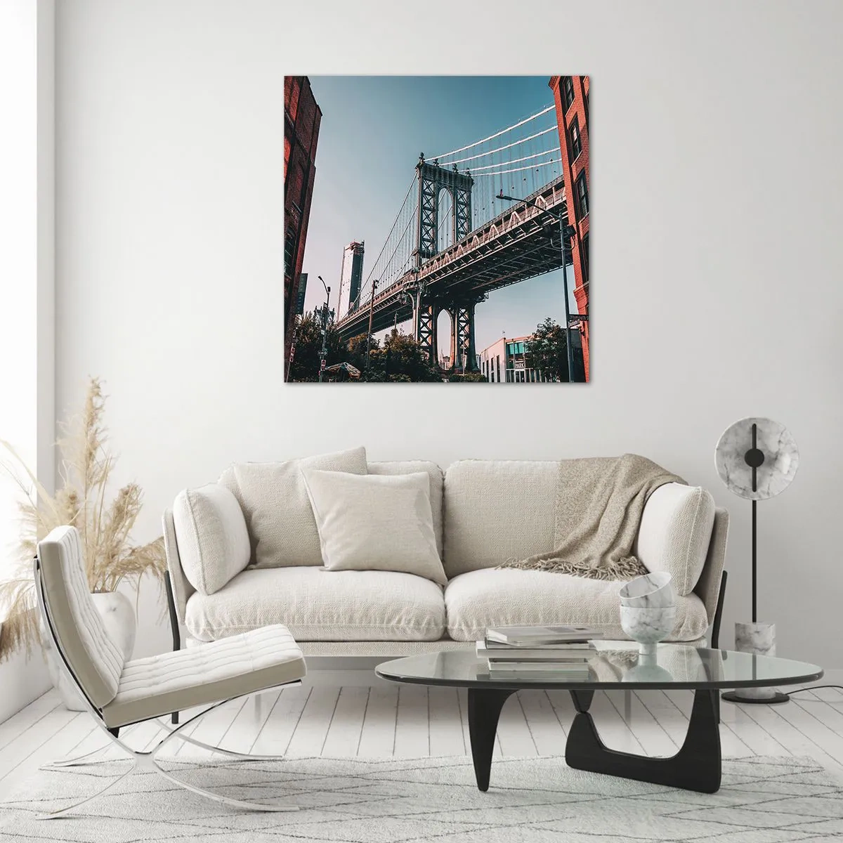 Quadro em vidro - Sobre as ondas da cidade - 50x50 cm