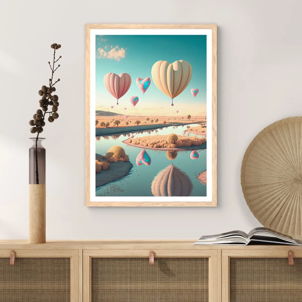 Pôster com moldura de carvalho claro - O amor permite se reerguer - 70x100 cm