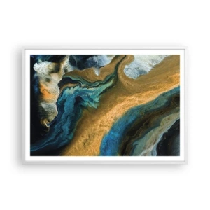 Pôster em moldura branca - Azul – amarelo – influências mútuas - 100x70 cm