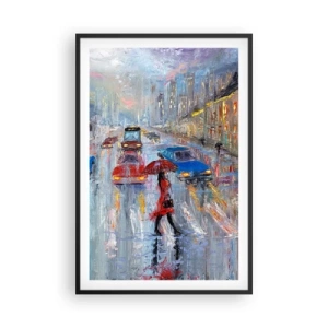 Pôster com moldura preta - Tarde chuvosa na cidade - 61x91 cm