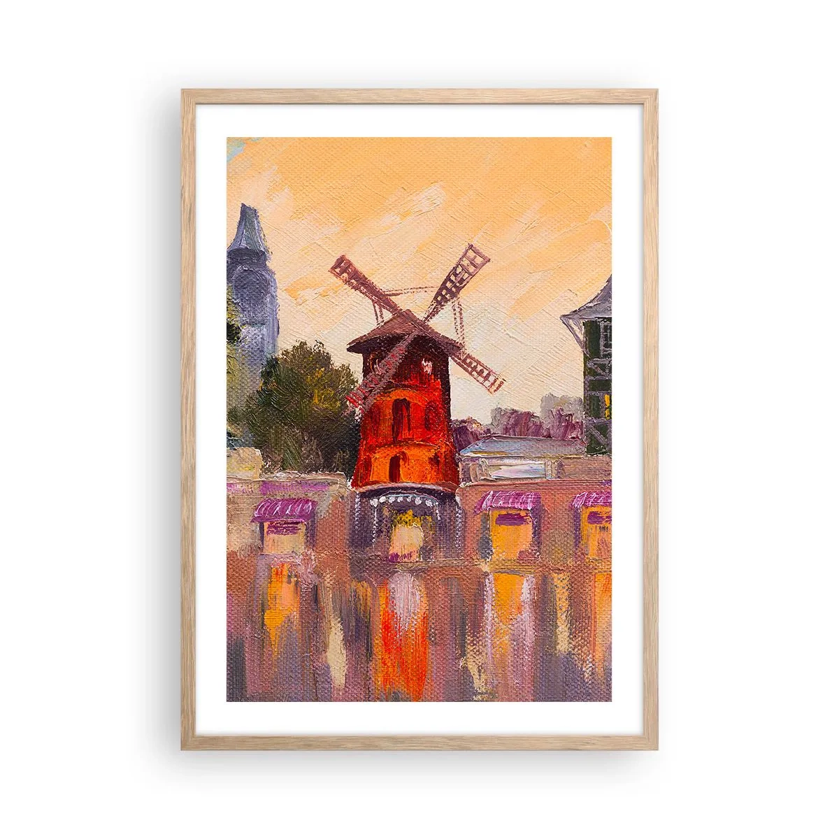 Pôster com moldura de carvalho claro - Ícones parisienses – Moulin Rouge - 50x70 cm