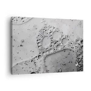 Quadro em tela - Padrão de bolhas em preto e branco em estilo minimalista - 70x50cm - Vestígio de espuma - Decoração de parede moderna para a sala de estar e quarto ARTTOR