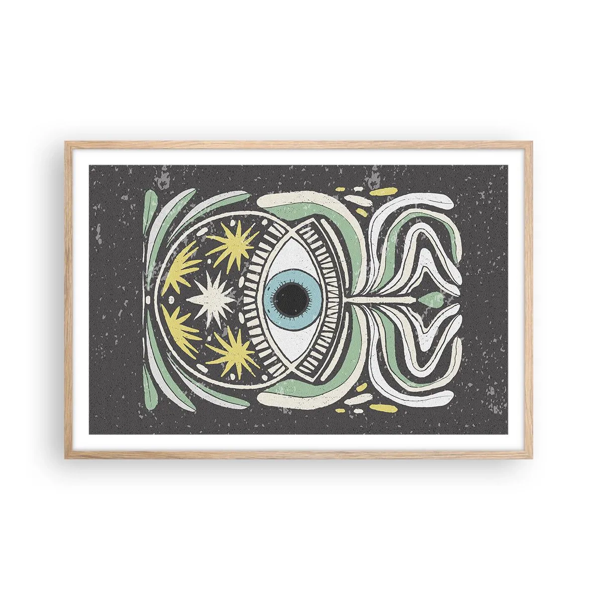 Pôster com moldura de carvalho claro - Rituais tribais - 91x61 cm