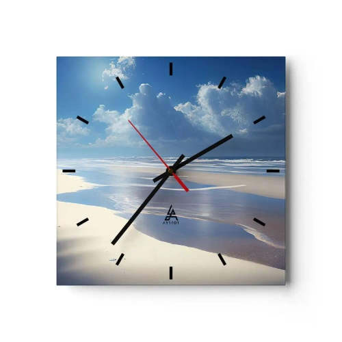 Relógio de parede - Relógio em vidro - Férias no paraíso - 40x40 cm