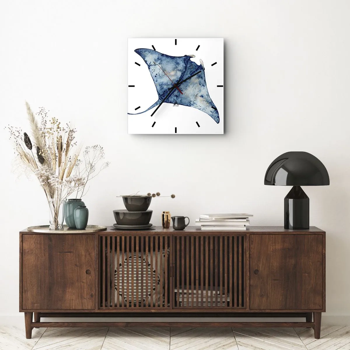 Relógio de parede - Relógio em vidro - A vida em azul - 30x30 cm