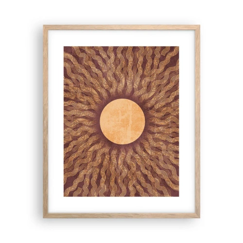 Pôster com moldura de carvalho claro - Ícone do sol - 40x50 cm