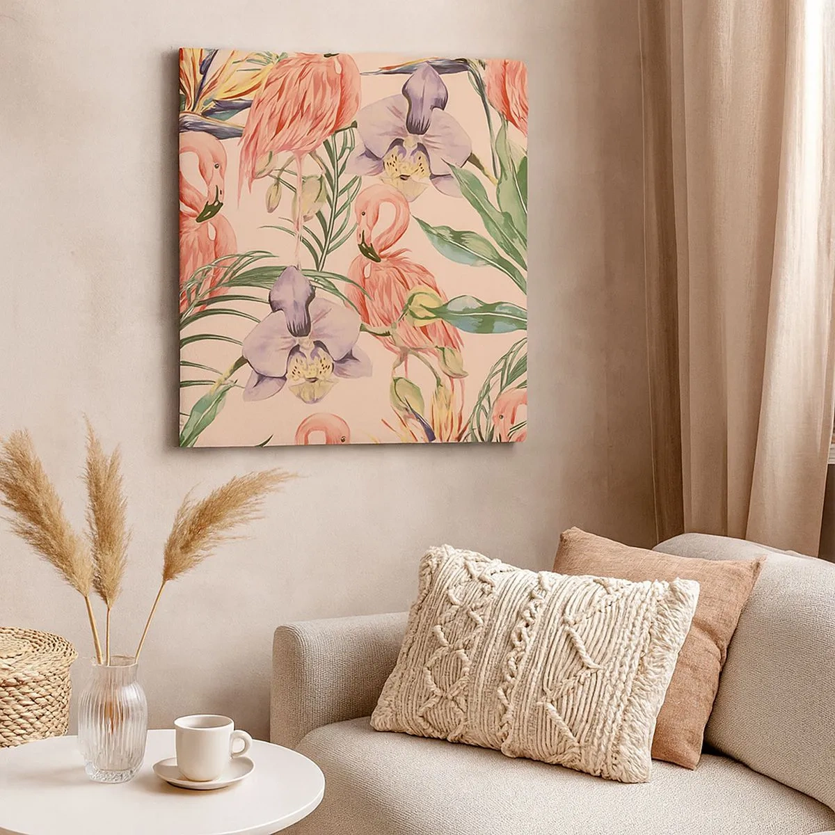 Quadro em tela - Balé rosa em flores - 30x30 cm