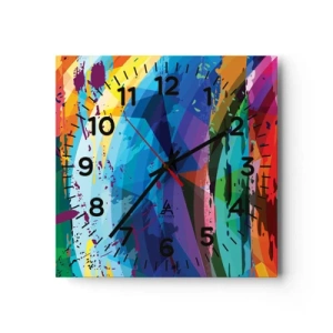Relógio de parede - Relógio em vidro - Vertigem colorida - 40x40 cm