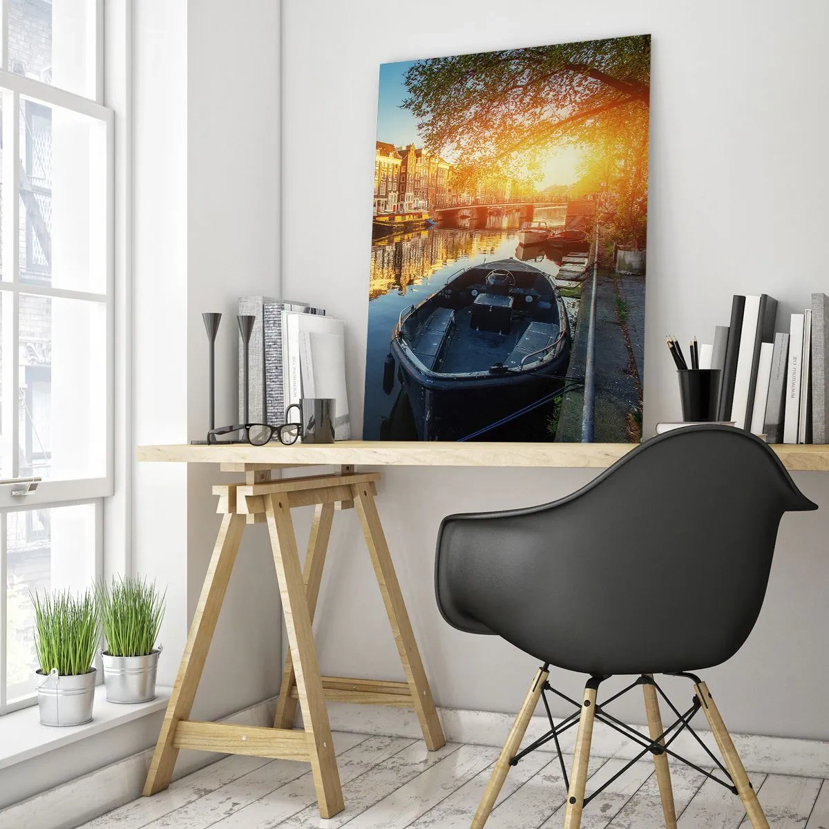 Quadro em vidro - Manhã em Amsterdã - 50x70 cm