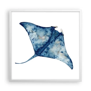 Pôster em moldura branca - A vida em azul - 60x60 cm