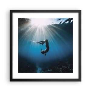 Pôster com moldura preta - Dança subaquática - 40x40 cm